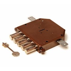 Замок врез. Гранит 1.06.12 никель, сувальдный стержни 5 шт. диаметр 18мм тяги. медный антик. бонки