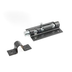 Засов нак. "Делга" под замок с круглым ригелем (ант.серебро)