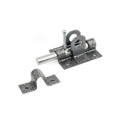 Засов нак. "Делга" с проушиной с круглым ригелем (серебро)