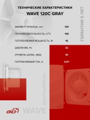Вентилятор накладной WAVE 120C Gray