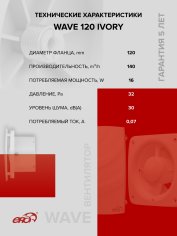 Вентилятор накладной WAVE 120 Ivory ERA